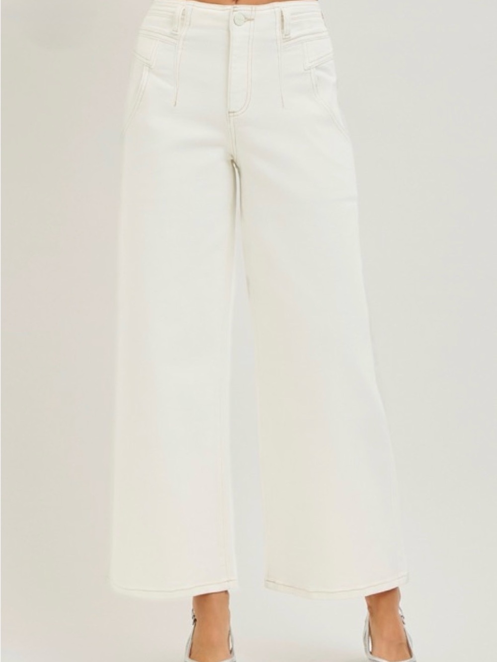 Risen High-Rise Wide-Leg Jeans (Cream)
